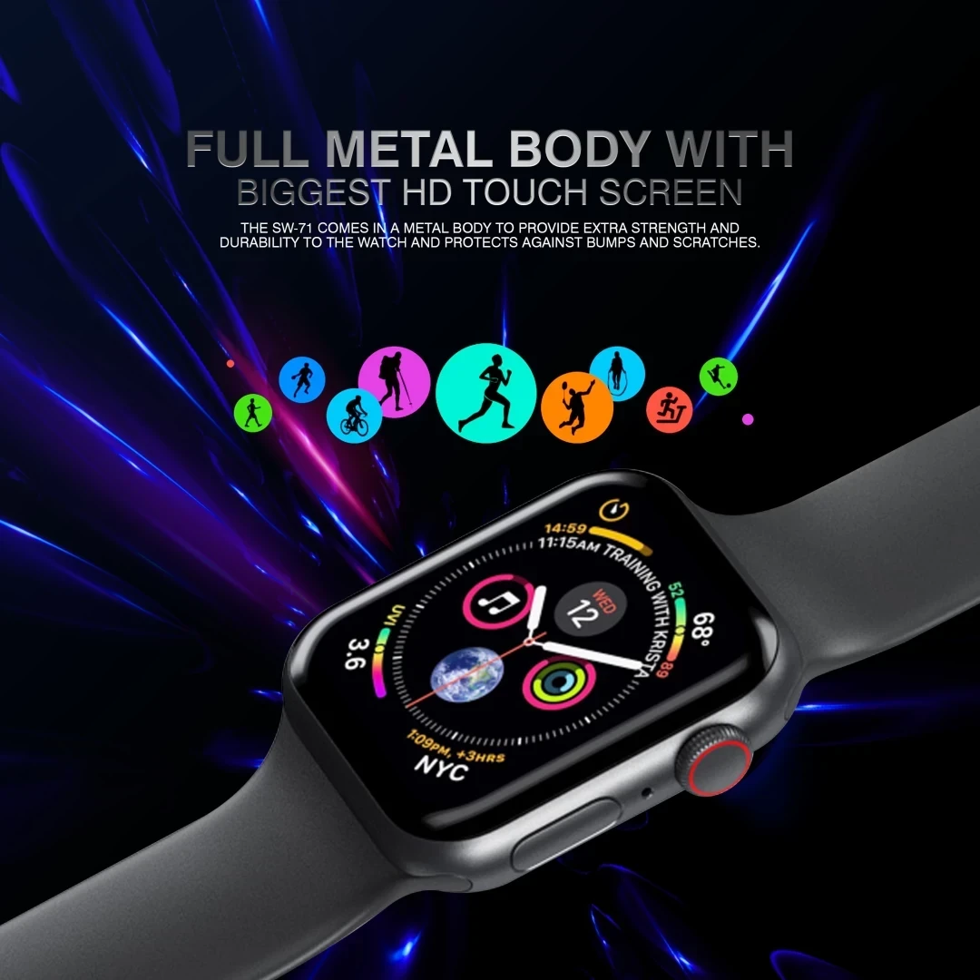 T800 ultra smart watch with wireless charging Smartwatch (Orange Alpine Strap, For All)